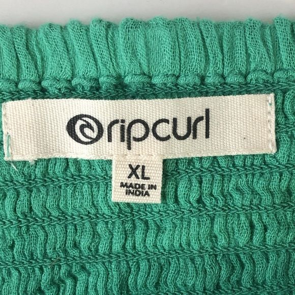 Rip Curl Women Green Cropped Tank Top XL Smocked - Picture 4 of 10